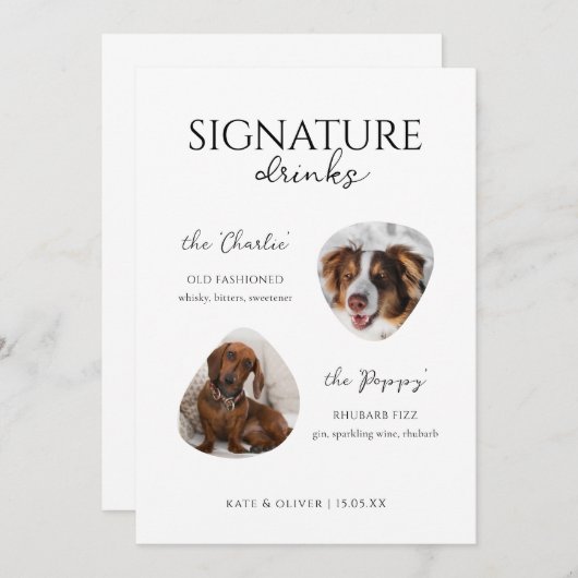 Signature Cocktail Dog Photo Drinken Bar Menu (Voorkant / Achterkant)