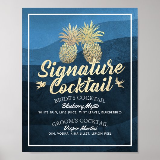 Signature Cocktail Drink Menu Wedding Decor Poster (Voorkant)