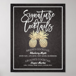 Signature Cocktail Drink Menu Wedding Decor Poster