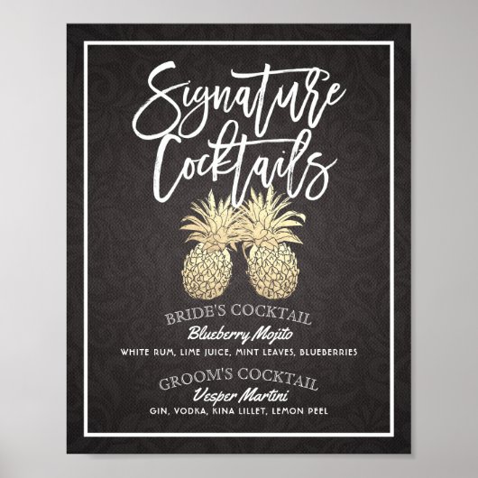 Signature Cocktail Drink Menu Wedding Decor Poster (Voorkant)