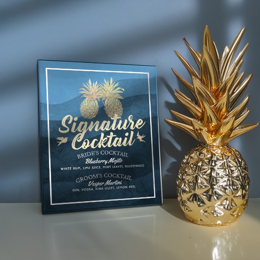Signature Cocktail Drink Menu Wedding Decor Poster