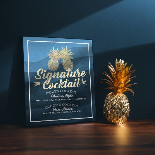 Signature Cocktail Drink Menu Wedding Decor Poster