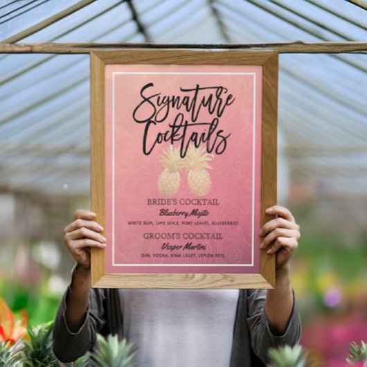 Signature Cocktail Drink Menu Wedding Decor Poster