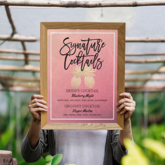 Signature Cocktail Drink Menu Wedding Decor Poster
