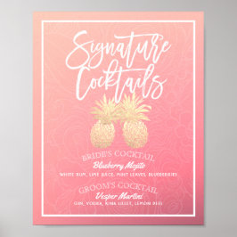 Signature Cocktail Drink Menu Wedding Decor Poster