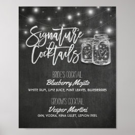 Signature Cocktail Drink Menu Wedding Decor Sign Poster