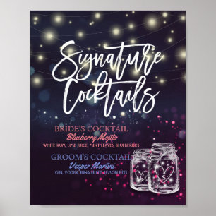 Signature Cocktail Drink Menu Wedding Decor Sign Poster
