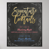 Signature Cocktail Drink Menu Wedding Decor Sign Poster (Voorkant)