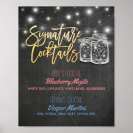 Signature Cocktail Drink Menu Wedding Decor Sign Poster