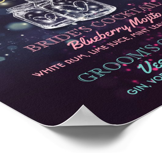 Signature Cocktail Drink Menu Wedding Decor Sign Poster (Hoek)