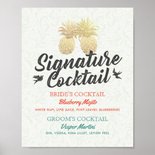 Signature Cocktail Drink Menu Wedding Decor Sign Poster