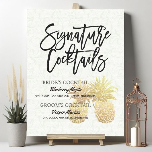 Signature Cocktail Drink Menu Wedding Decor Sign Poster