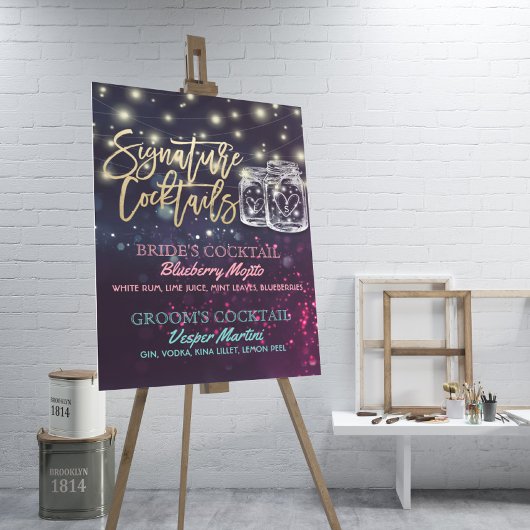 Signature Cocktail Drink Menu Wedding Decor Sign Poster