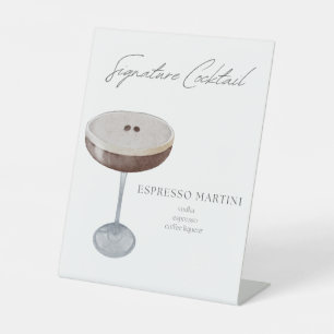 Signature Cocktail Espresso Martini Reclamebord Met Voetstuk
