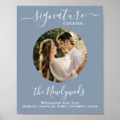 Signature Cocktail Foto Stof Stof Blauw Trouw Bar Poster (Voorkant)