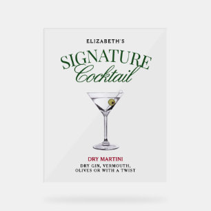 Signature Cocktail Green & Red Classy Acryl Bord