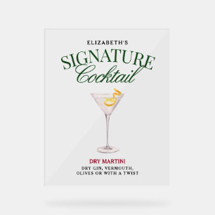 Signature Cocktail Green & Red Classy Acryl Bord