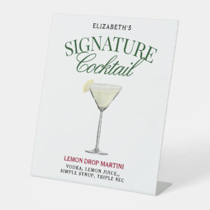 Signature Cocktail Green & Red Classy Reclamebord Met Voetstuk