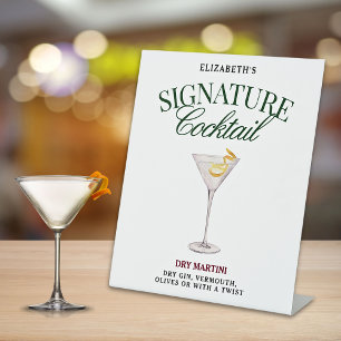 Signature Cocktail Green & Red Classy Reclamebord Met Voetstuk