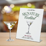 Signature Cocktail Green & Red Classy Reclamebord Met Voetstuk<br><div class="desc">Dit groene en rode themaontwerp bevatte enkele klassieke cocktails.</div>
