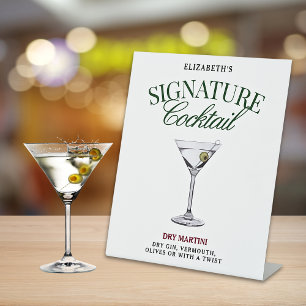 Signature Cocktail Green & Red Classy Reclamebord Met Voetstuk