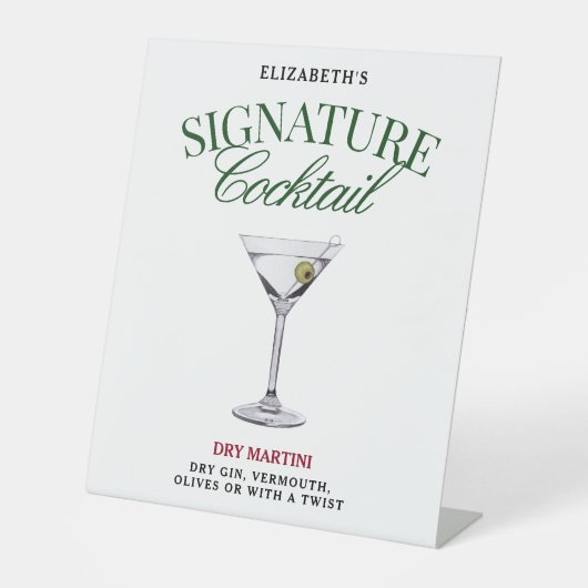 Signature Cocktail Green & Red Classy Reclamebord Met Voetstuk (Voorkant)
