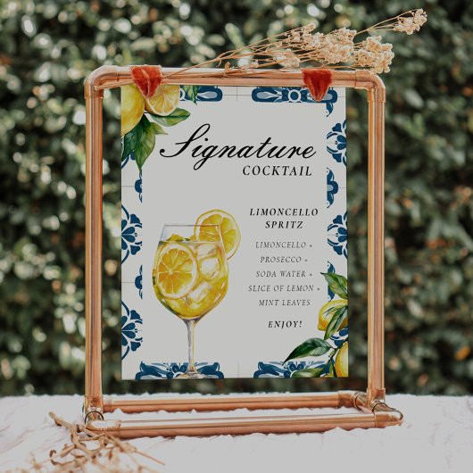 Signature Cocktail Limocello Spritz Positano Sign Poster
