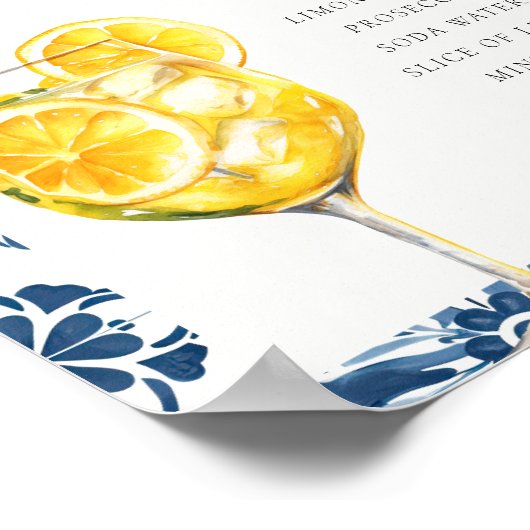 Signature Cocktail Limocello Spritz Positano Sign Poster (Hoek)