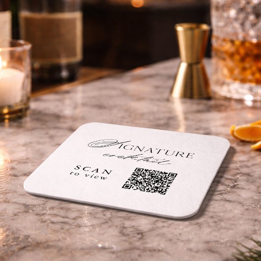 Signature Cocktail QR Code Wedding Kartonnen Onderzetters