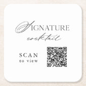Signature Cocktail QR Code Wedding Kartonnen Onderzetters (Voorkant)