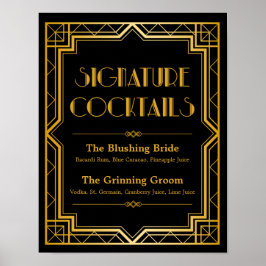 Signature Cocktail Wedding Sign | Gatsby Art Deco Poster