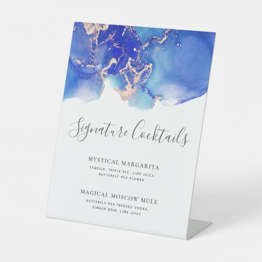 Signature Cocktails Abstract Wedding Bar Menu Reclamebord Met Voetstuk (Voorkant)