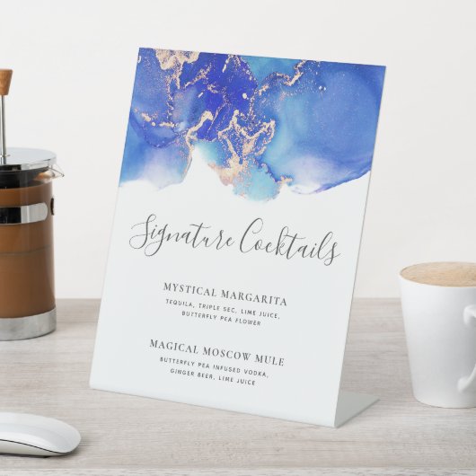 Signature Cocktails Abstract Wedding Bar Menu Reclamebord Met Voetstuk (Insitu)