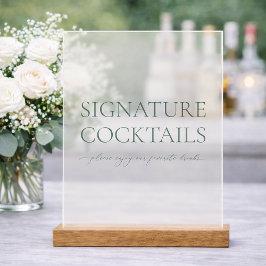 Signature Cocktails Acrylic Wedding Sign Acryl Bord