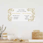 Signature Cocktails, Bride and Groom Gold Glitter Poster (Keuken)