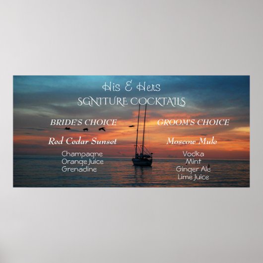 Signature Cocktails Bride and Groom Summer Sunset Poster (Voorkant)