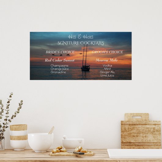 Signature Cocktails Bride and Groom Summer Sunset Poster (Keuken)