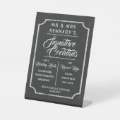 Signature Cocktails Chalkboard Wedding Drinken Reclamebord Met Voetstuk (Voorkant)