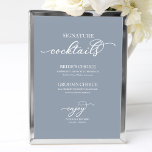 Signature Cocktails Chic Script Dusty Blue Sign Poster<br><div class="desc">Signature Cocktails Chic Script Dusty Blue Sign</div>