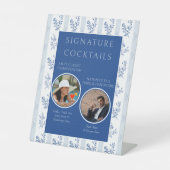 Signature Cocktails Chinoiserie Wedding Bar Sign Reclamebord Met Voetstuk (Voorkant)