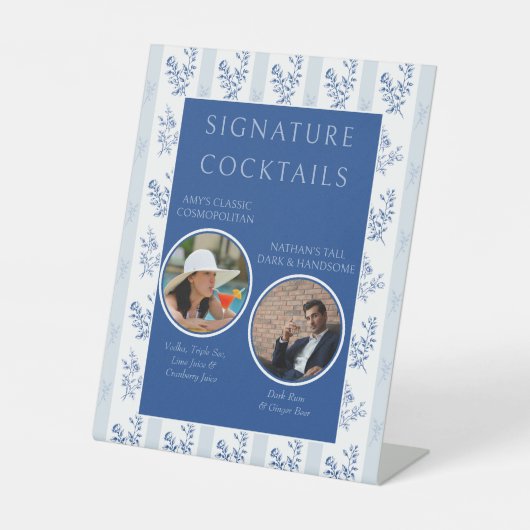 Signature Cocktails Chinoiserie Wedding Bar Sign Reclamebord Met Voetstuk (Voorkant)