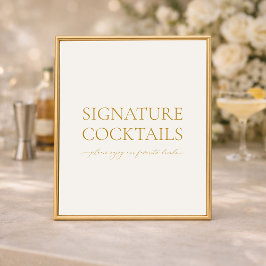 Signature Cocktails Elegant Huwelijksbar Bord Poster