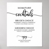 Signature Cocktails Elegant Script Wedding Sign Poster (Voorkant)