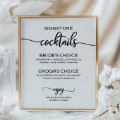 Signature Cocktails Elegant Script Wedding Sign Poster