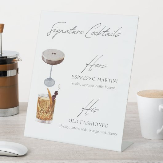 Signature Cocktails Espresso Martini & Oude Mode Reclamebord Met Voetstuk (Insitu)