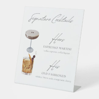 Signature Cocktails Espresso Martini & Oude Mode Reclamebord Met Voetstuk