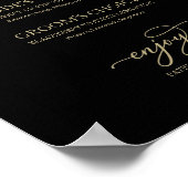 Signature Cocktails Goud Schrift Zwart Bord Poster (Hoek)