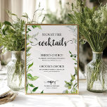Signature Cocktails Greenery Waterverf Elegant Poster<br><div class="desc">Bereid je voor om in de ban te raken van onze prachtige weelderige groene trouwsuite! Deze suite barst van prachtige illustraties van eucalyptusbladeren en wordt versterkt door romantische kalligrafie en is de perfecte afwerking voor uw magische bruiloft met een tuinthema. Als je droomt van iets speciaals of unieke verzoeken hebt,...</div>