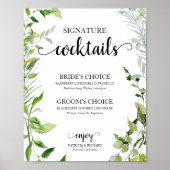 Signature Cocktails Greenery Waterverf Elegant Poster (Voorkant)