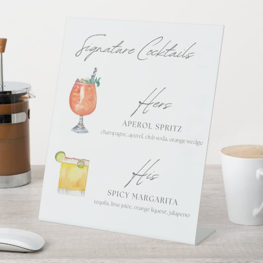 Signature cocktails: kruidige Marg & Aperol Spritz Reclamebord Met Voetstuk (Insitu)